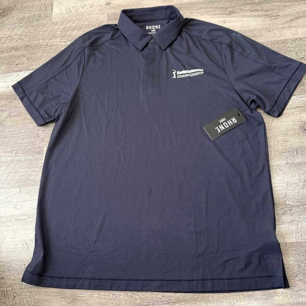 RHONE Momentum Tech Golf Polo Mens Size Large True Navy 1/4 Zip Relaxed Fit NEW